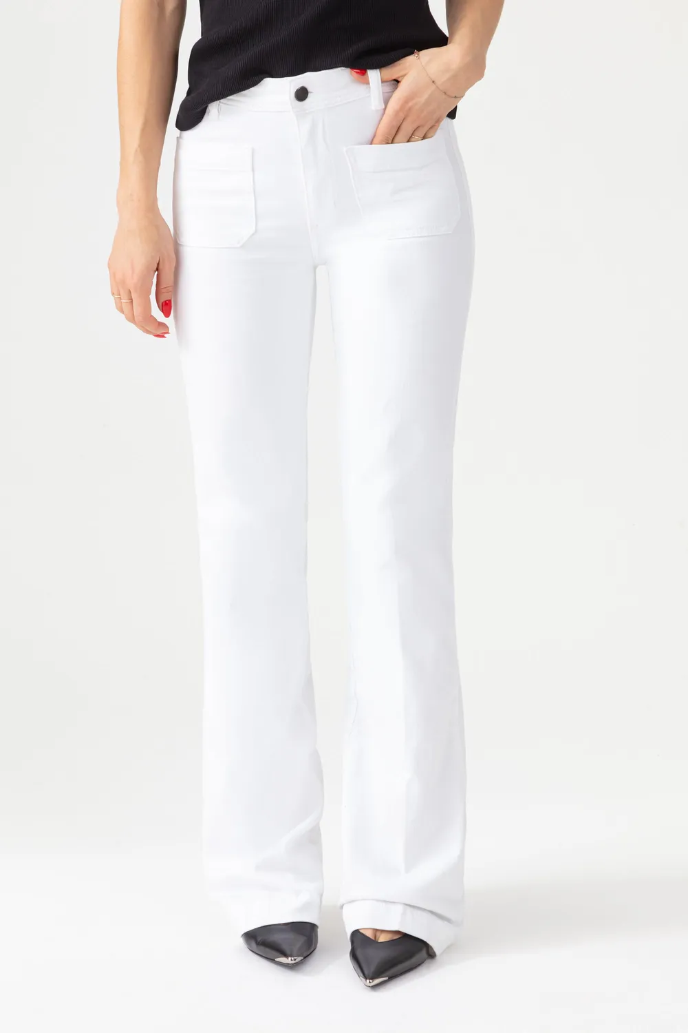 Acquaverde Charlotte pantaloni bootcut bianchi slim