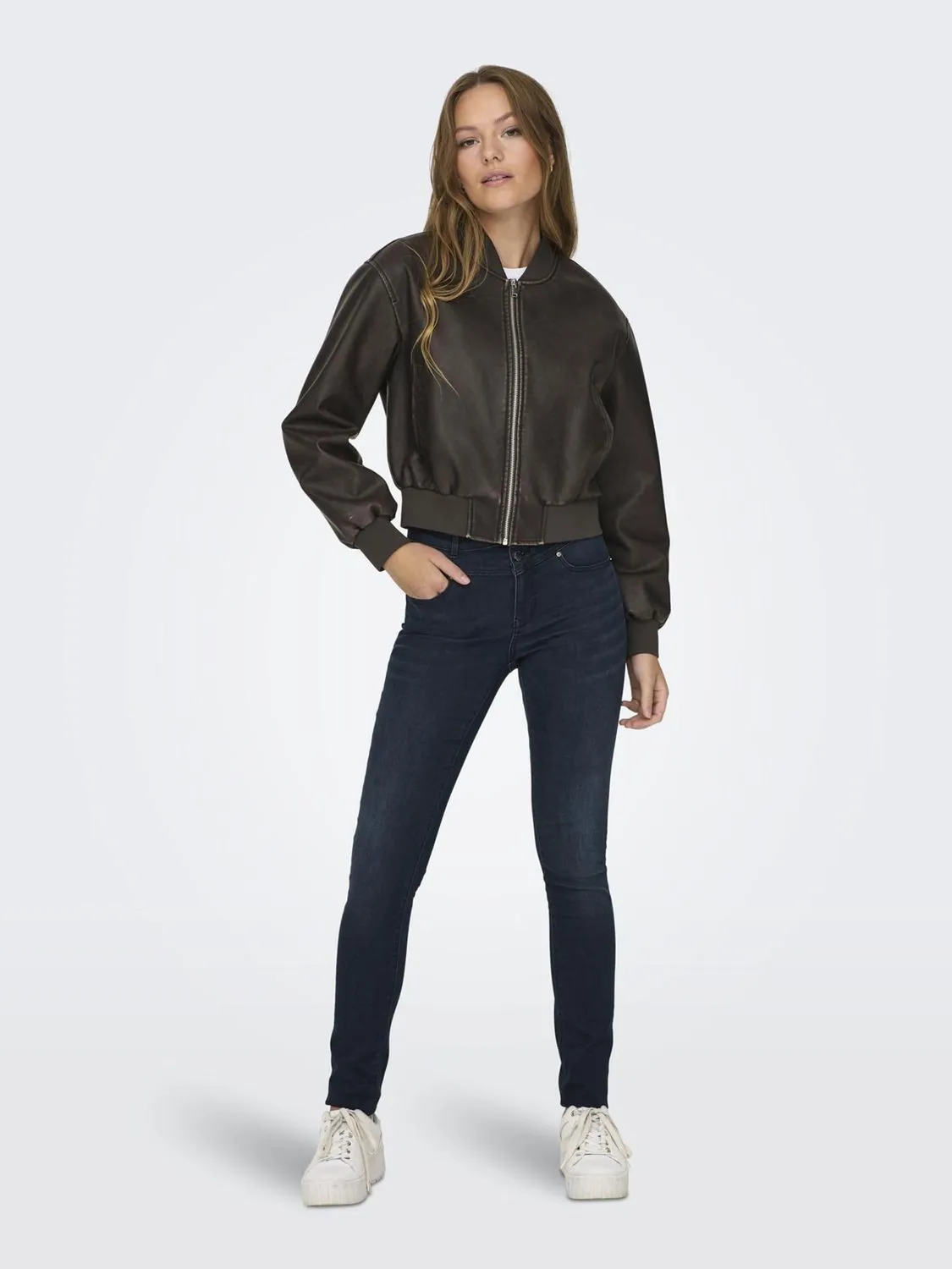 ONLY ONLJANE bomber ecopelle XS marrone cioccolato