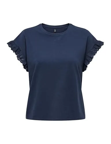 ONLY Onliris T-shirt donna XS blu ricamata