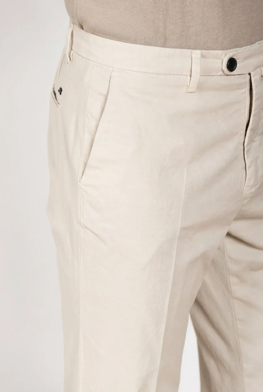 Mason's Boston Chino Uomo Stucco Relaxed Cotone Lino