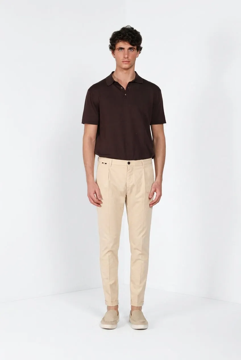 Mason's Osaka 1 Pinces chino uomo beige seta carrot