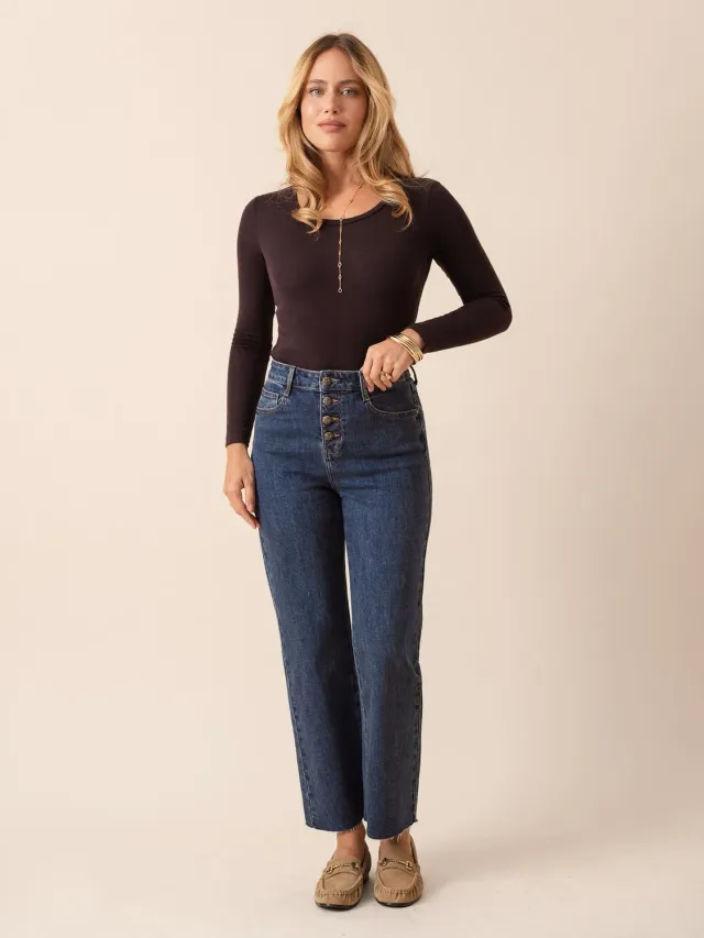 Oraije Frenchy jeans dritti blu sfrangiati