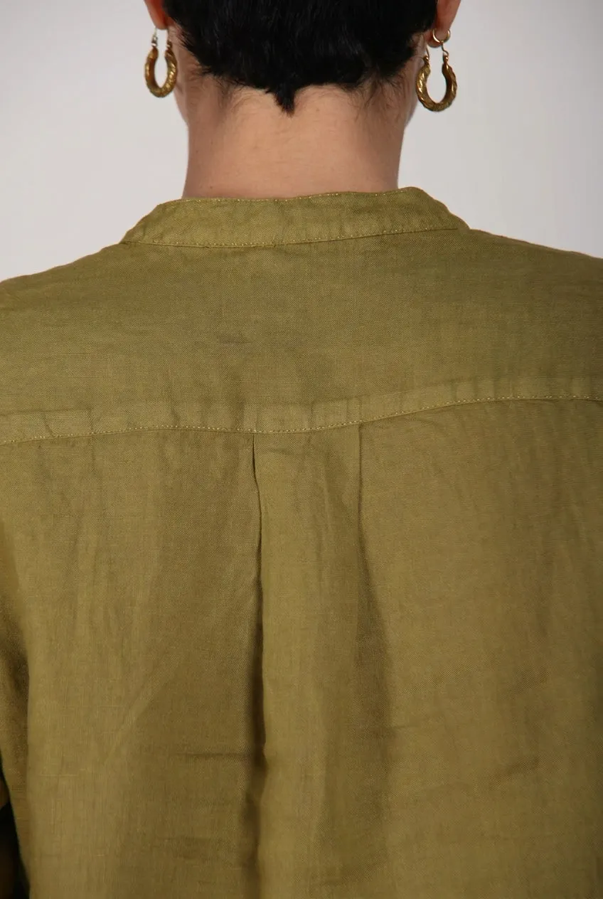 Mason's Delhi camicia verde acido lino 100%