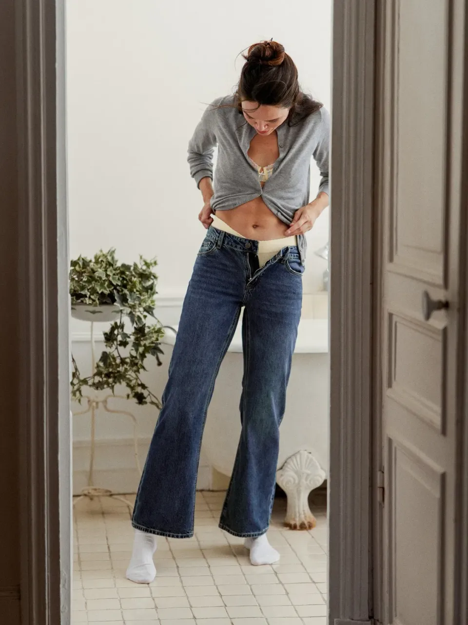 Oraije Carmen jeans vita bassa blu scuro