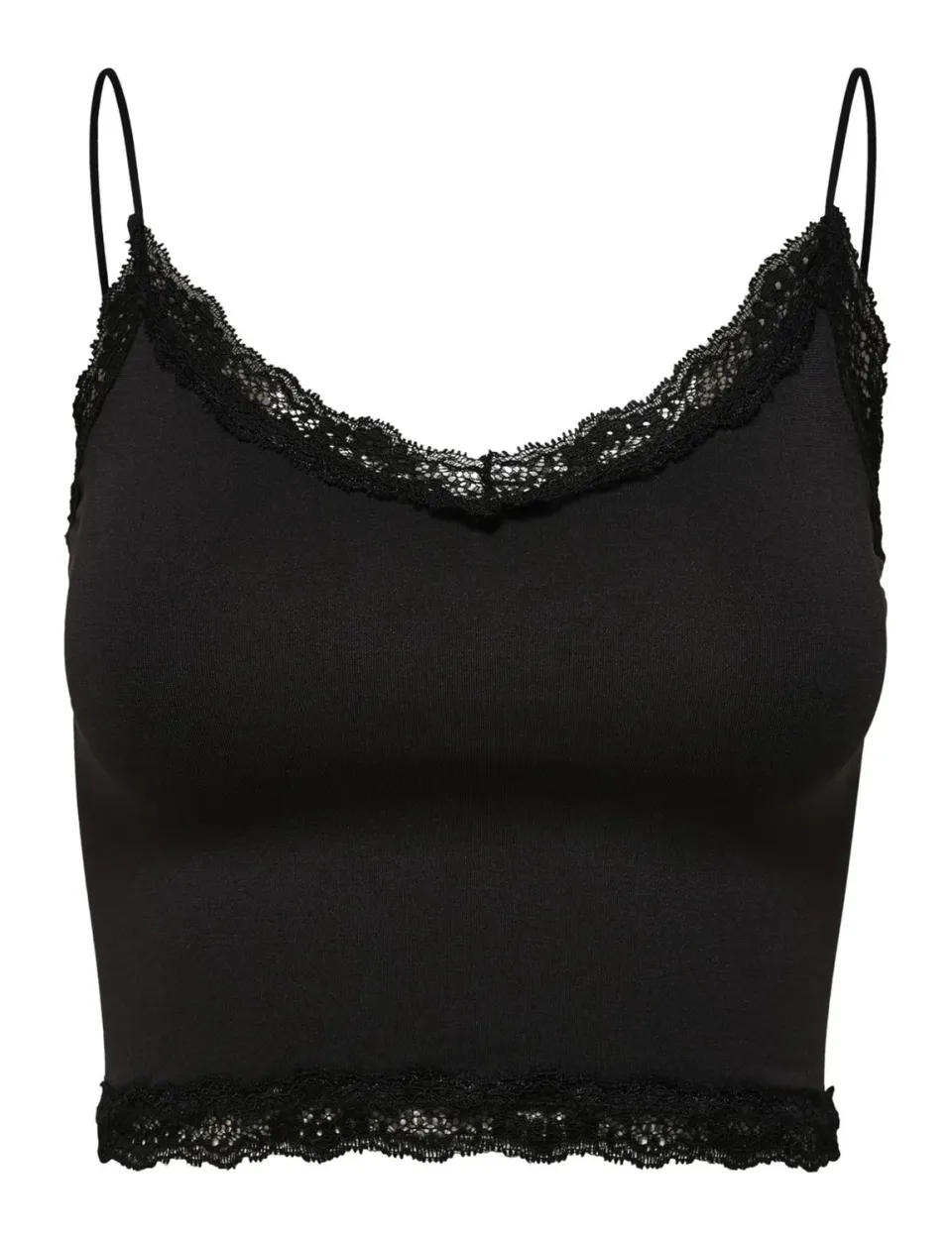 ONLY Onvicky top corto pizzo senza cuciture nero