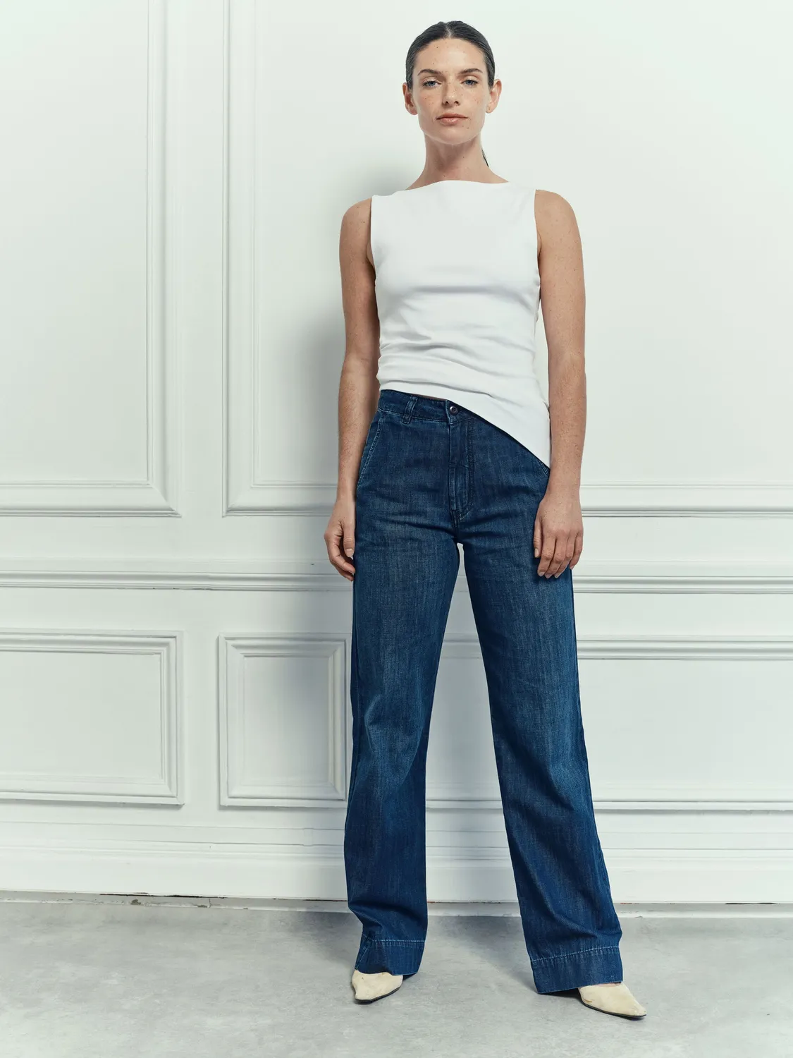 Acquaverde Paltrow Long jeans hand brushed vita alta