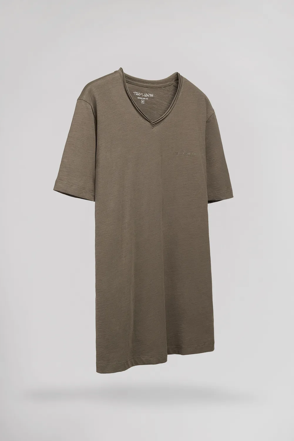 Teddy Smith T-Gildas MC t-shirt scollo V kaki slub