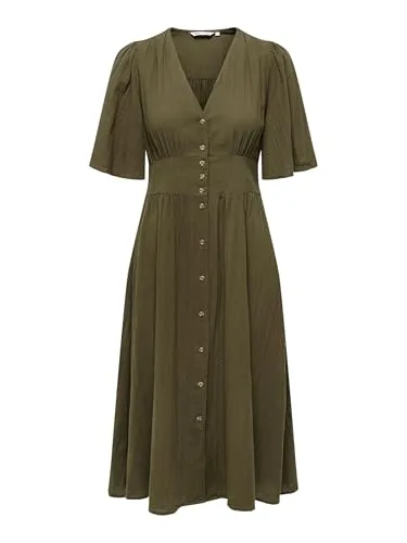 ONLY Onltizana vestito midi donna nero scollo tondo
