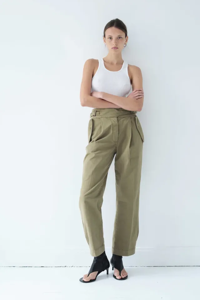 acquaverde Harbor pantaloni New Army vita alta