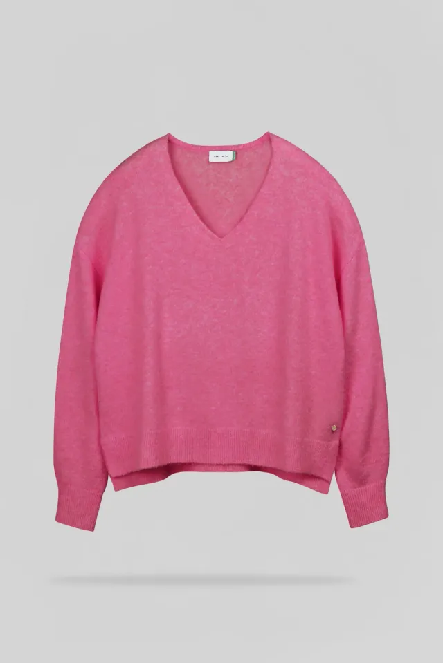 Teddy Smith P-Billie pull donna scollo V fucsia chiné