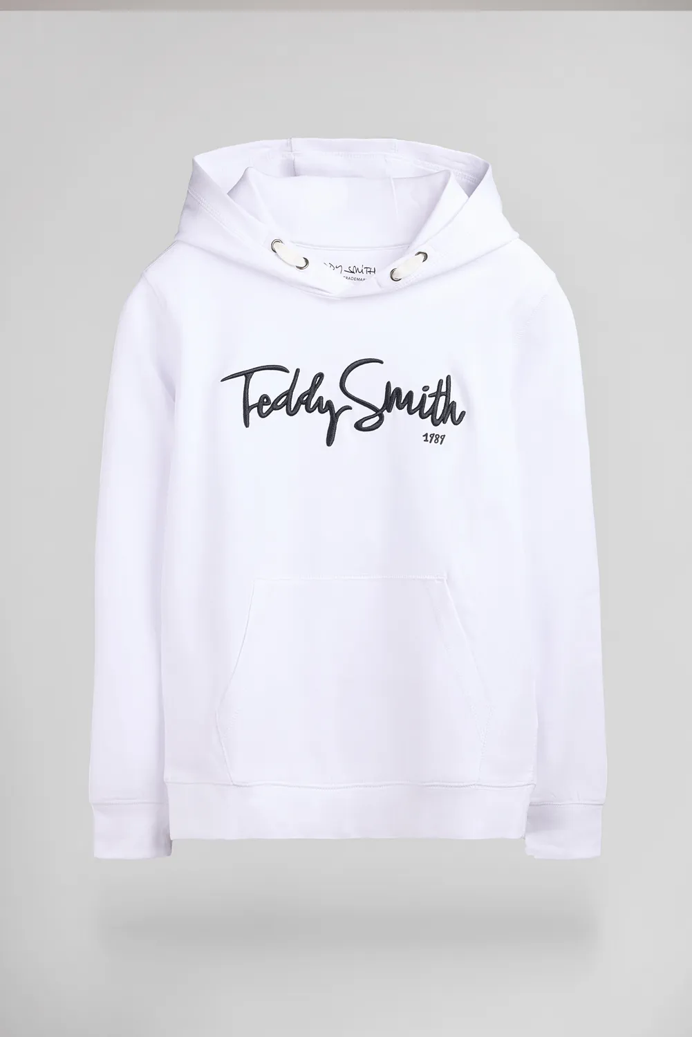 Teddy Smith S-Evry Hoody JR felpa cappuccio bianca cotone