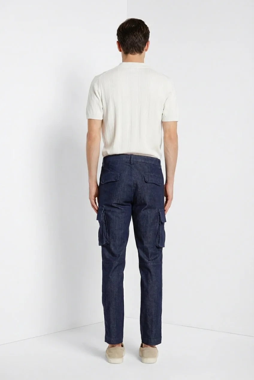 Mason's Chile Cargo Denim Uomo Blu Navy Regular Fit Cotone