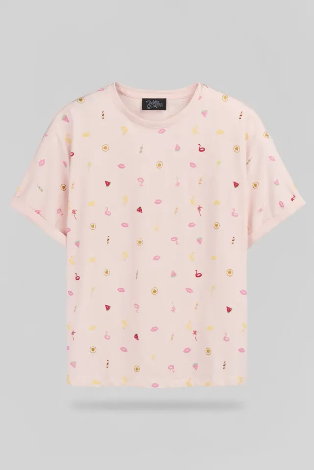 Teddy Smith T-Kady MC t-shirt donna Sweet Rose cotone
