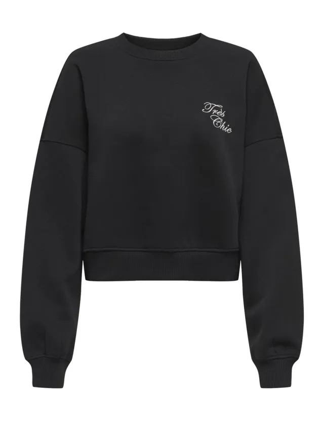 ONLY Onlkiara L/S O-Neck Pearl Swt felpa nera perle