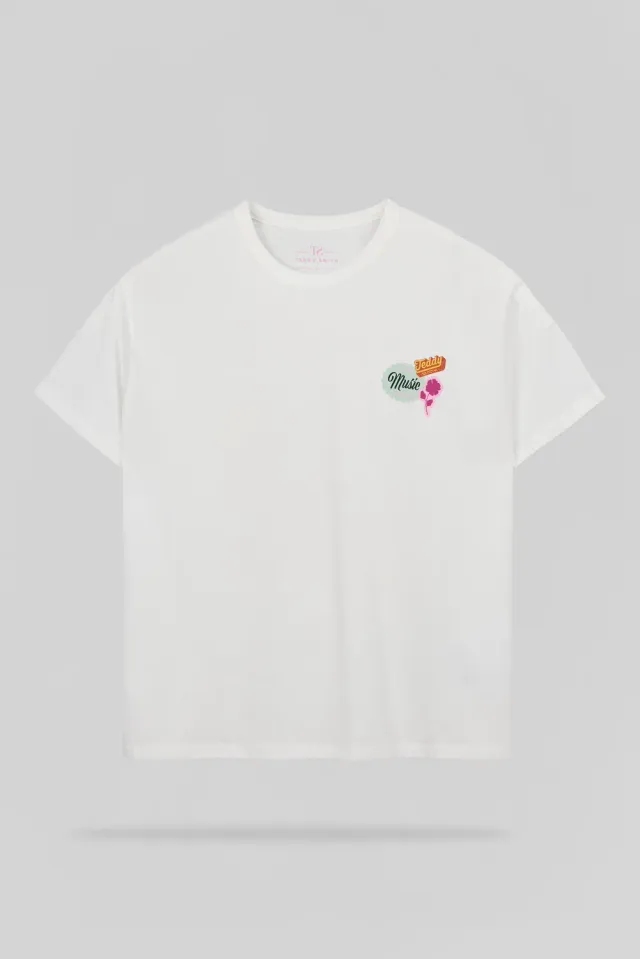Teddy Smith T-Badge MC t-shirt donna bianco oversize