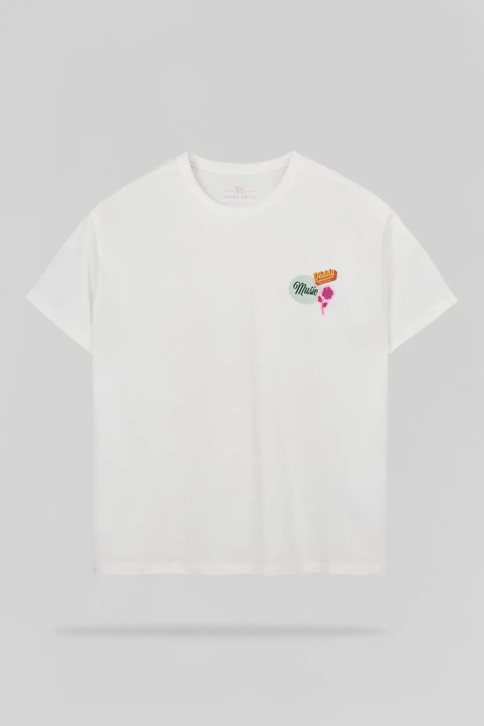 Teddy Smith T-Badge MC t-shirt donna bianco oversize