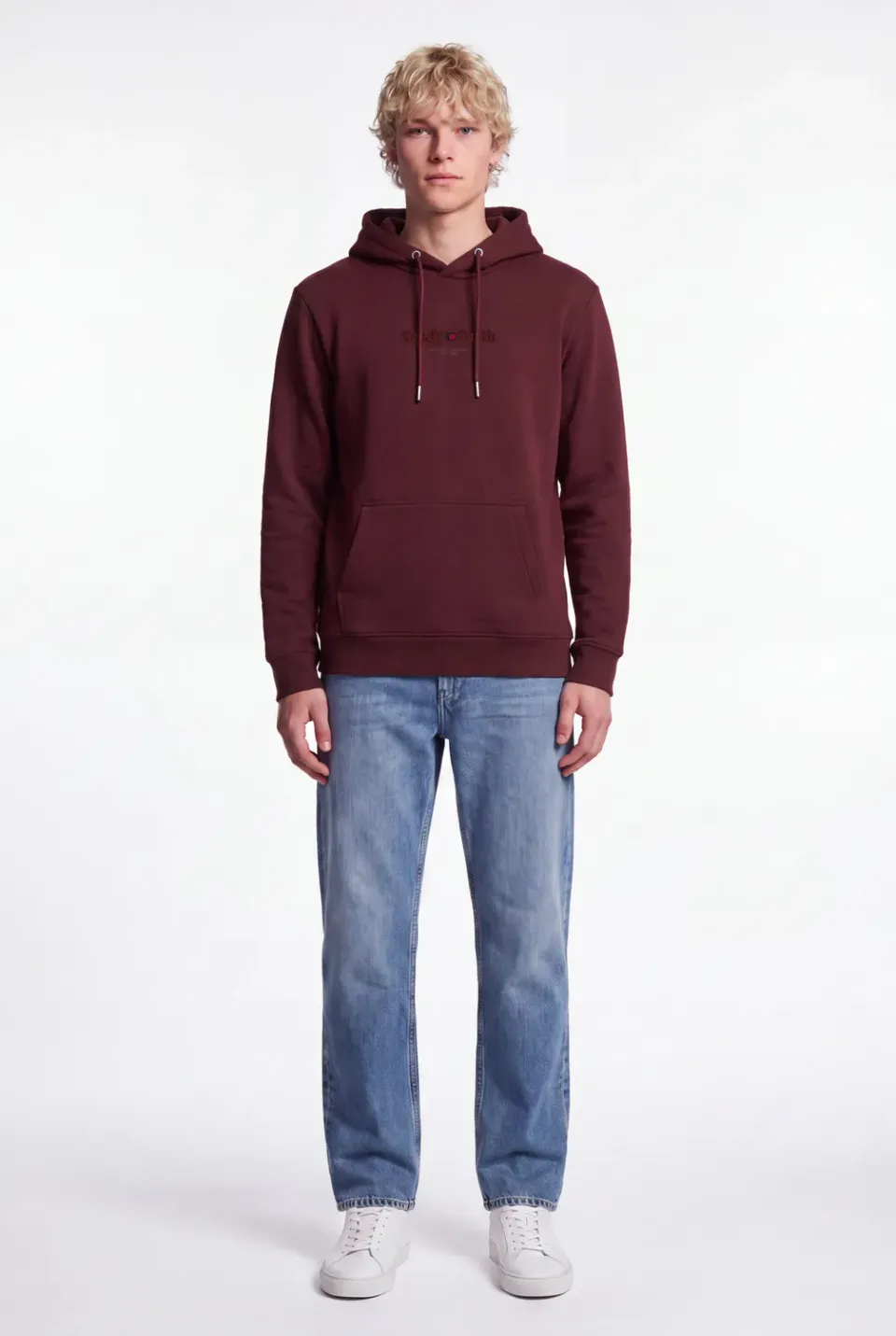 Teddy Smith S-Jim felpa uomo bordeaux scuro cappuccio