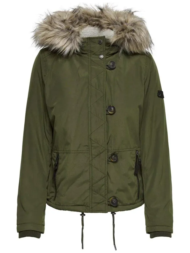 ONLY Onlpeyton AW Short Fur giacca donna XS verde tarmac teddy