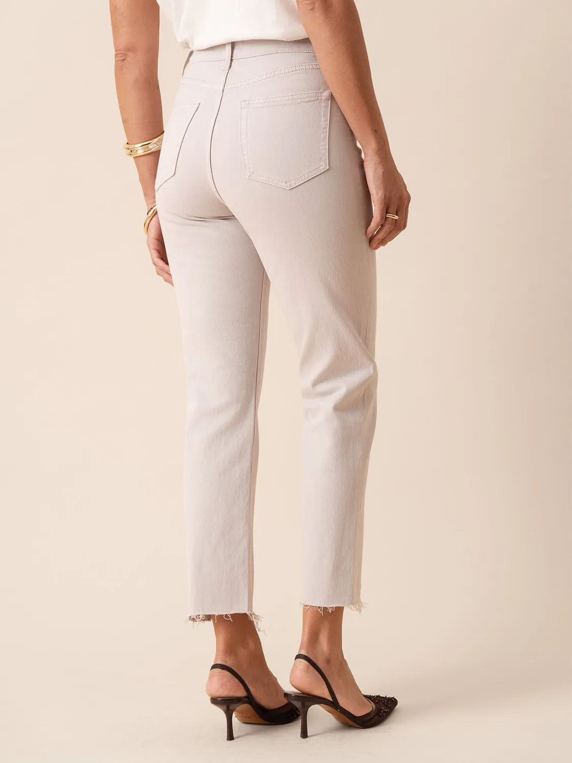 Oraije Maryline jeans dritti malva sfrangiati