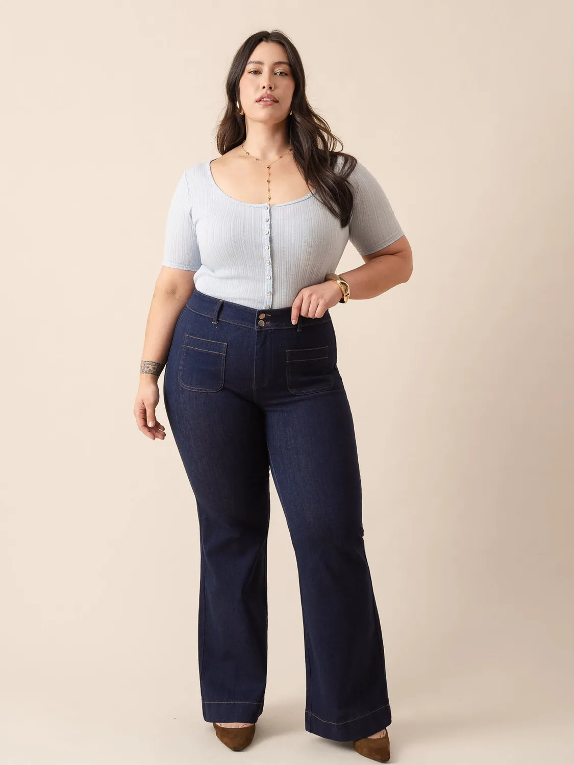Oraije Elena jeans flare grezzo