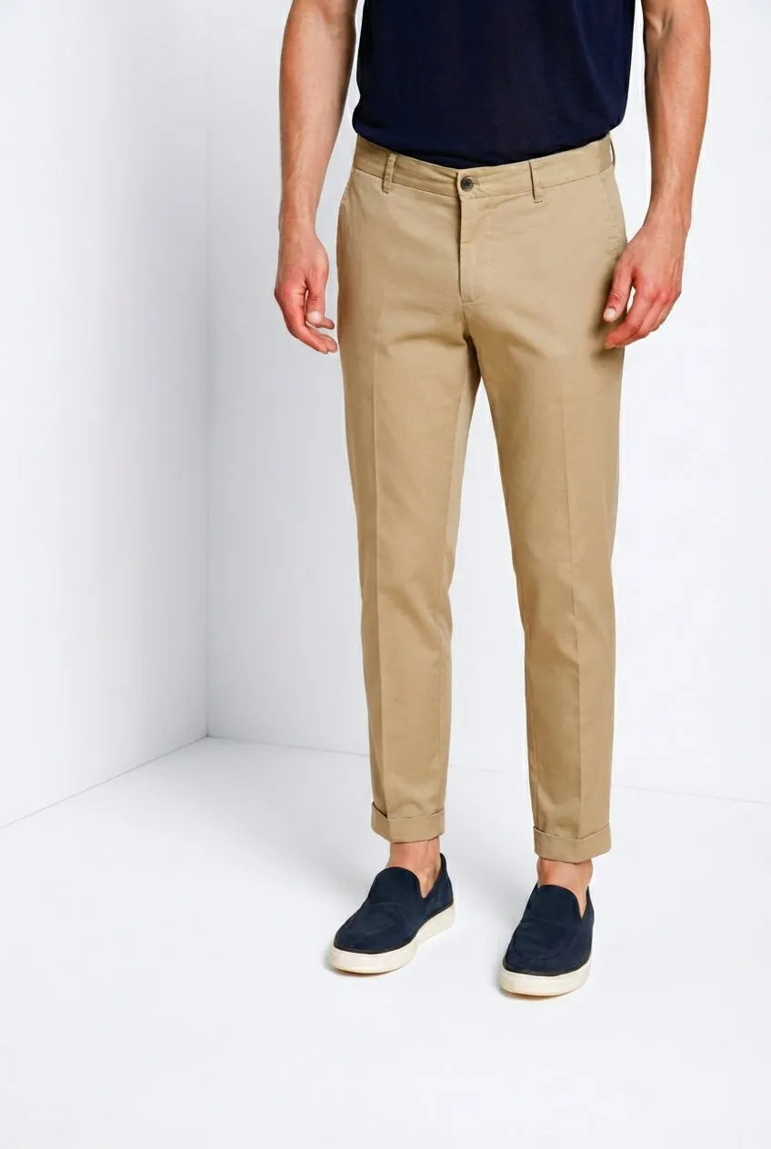 Mason's Milano pantalone chino uomo beige gabardina extra slim