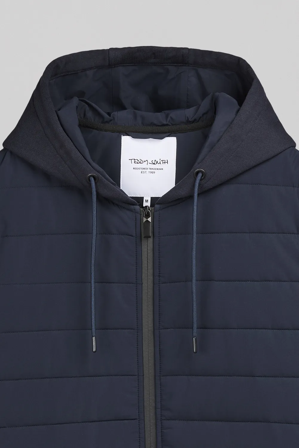 Teddy Smith G-Leon Zip Gilet Uomo con Cappuccio Blu Trapuntato