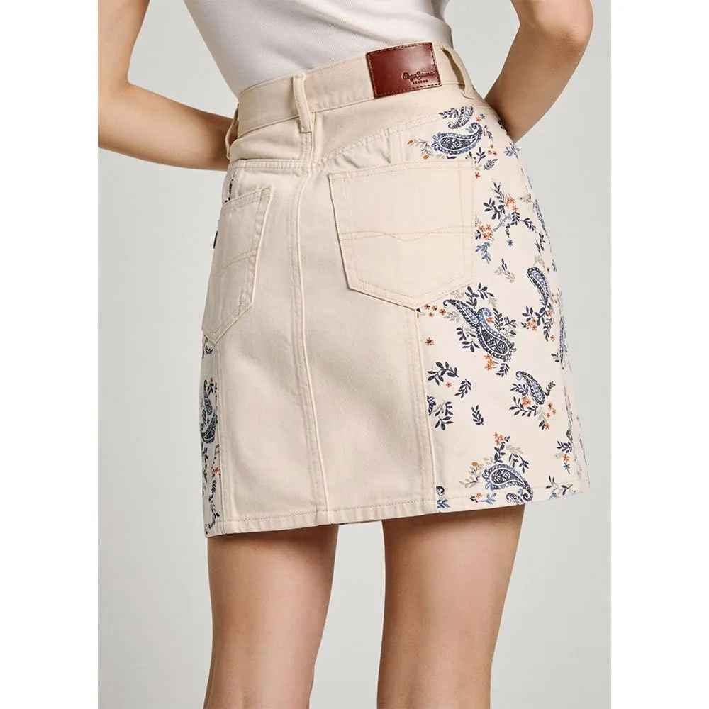 Pepe Jeans Gonna Jeans Donna S Ecru Paisley