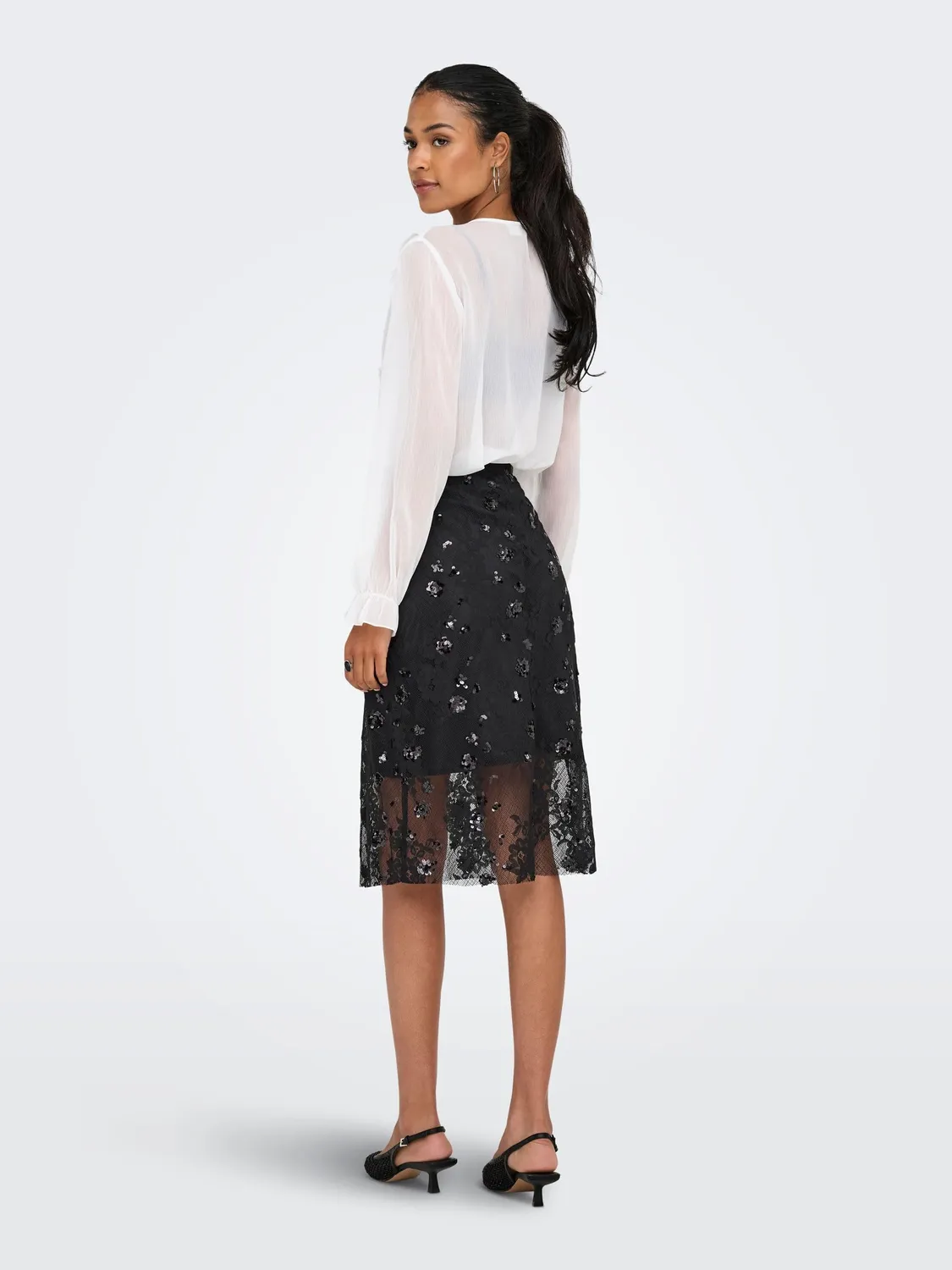 ONLY Onlsinna MW Lace top L nero pizzo