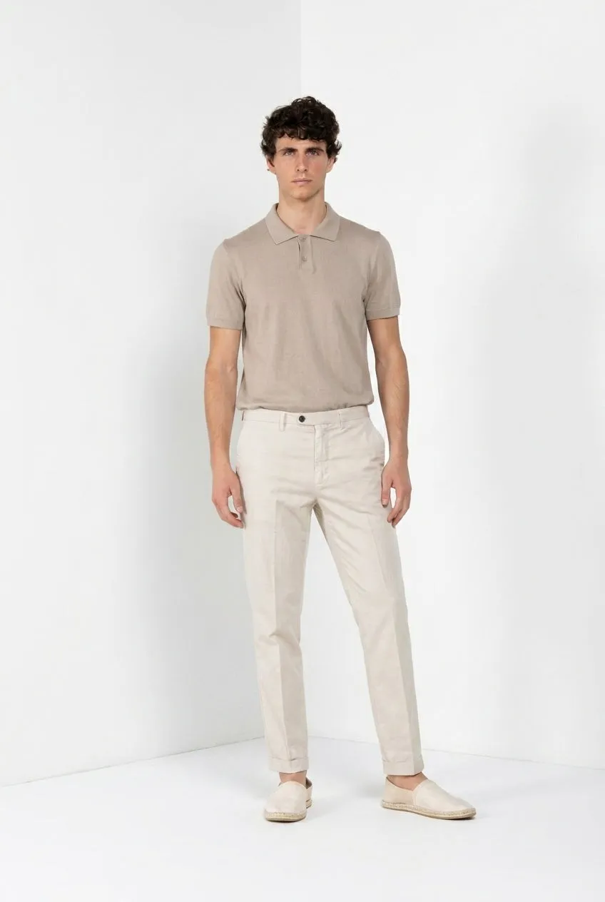 Mason's Boston Chino Uomo Stucco Relaxed Cotone Lino