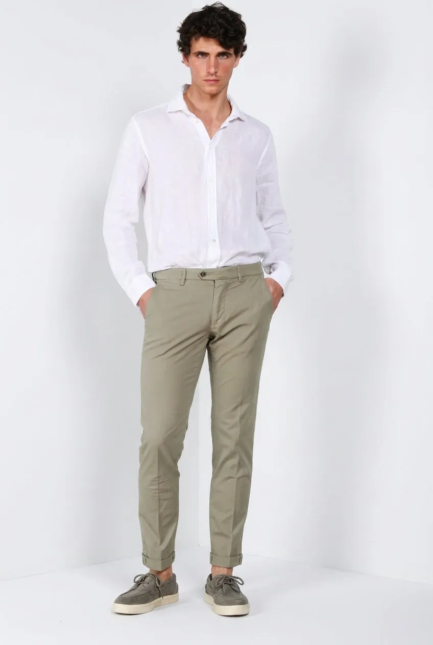 Mason's Torino Camicia Uomo Bianco Lino Tela