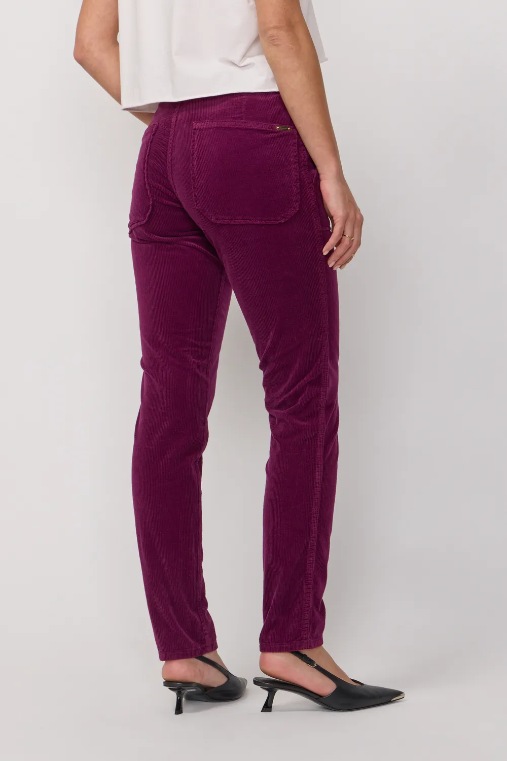 Acquaverde Pierce Figue pantalone velluto mid-rise