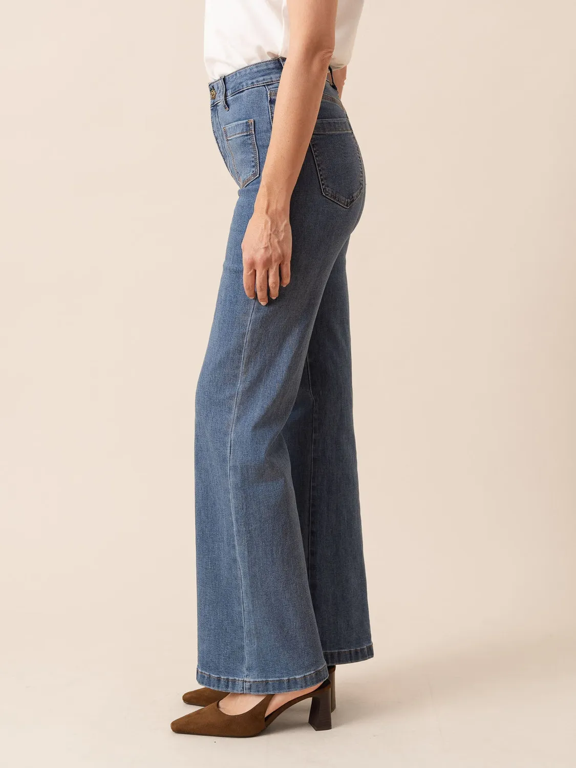 Oraije Gaspard jeans wide blu stone slavato