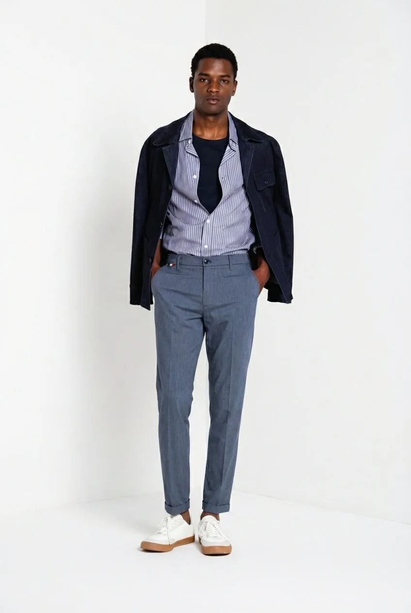 Mason's Osaka chino blu navy gessato carrot fit