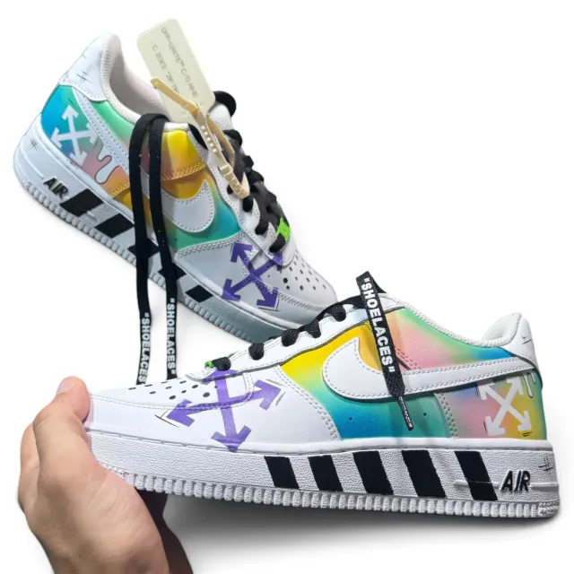 Never Say Never Air Force 1 Off White sneakers concept dipinte mano
