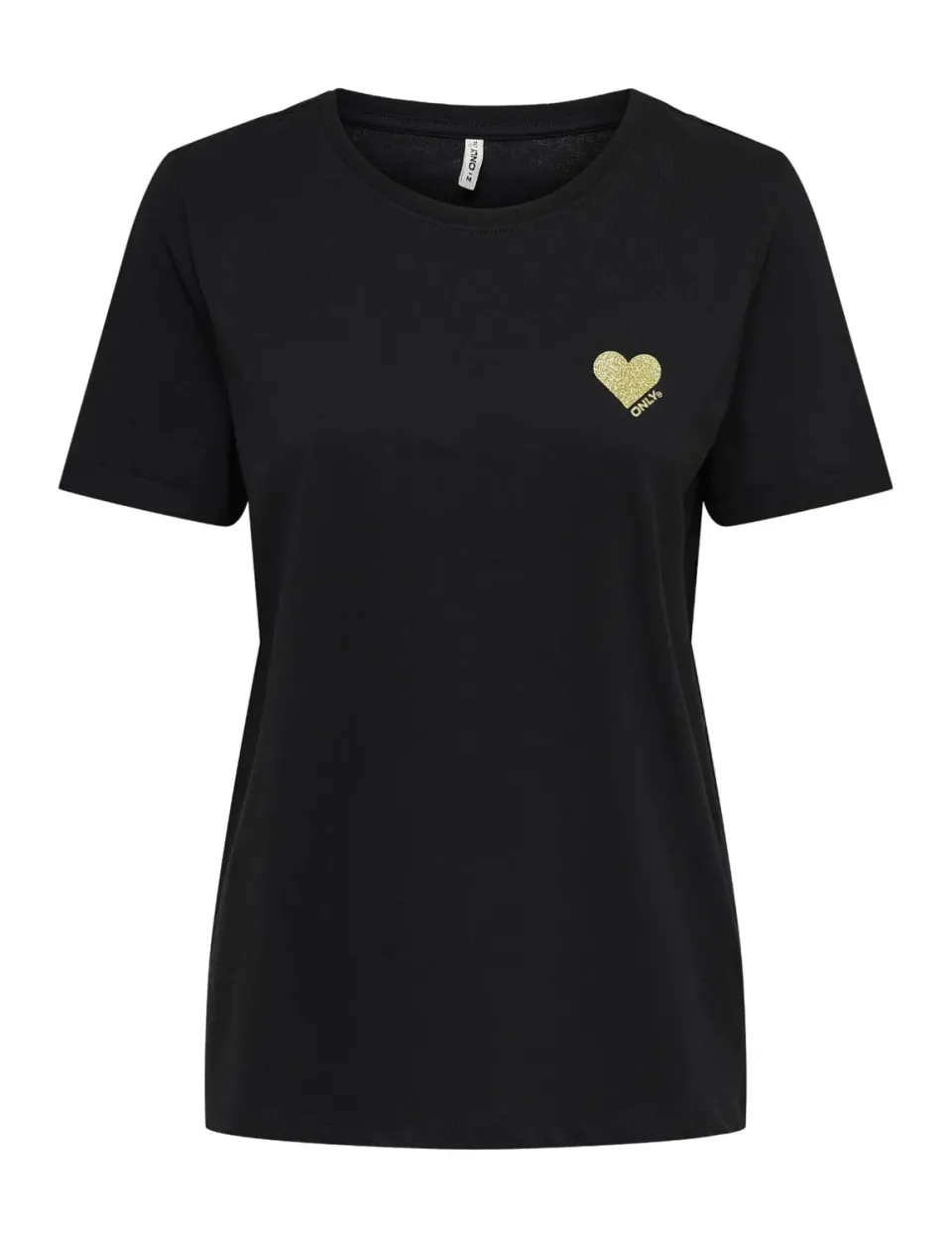 ONLY ONLKITA T-shirt nero cuore glitter oro L