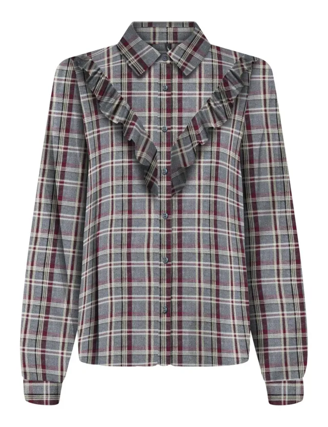 ONLY Onlevia Check camicia volant M manica lunga