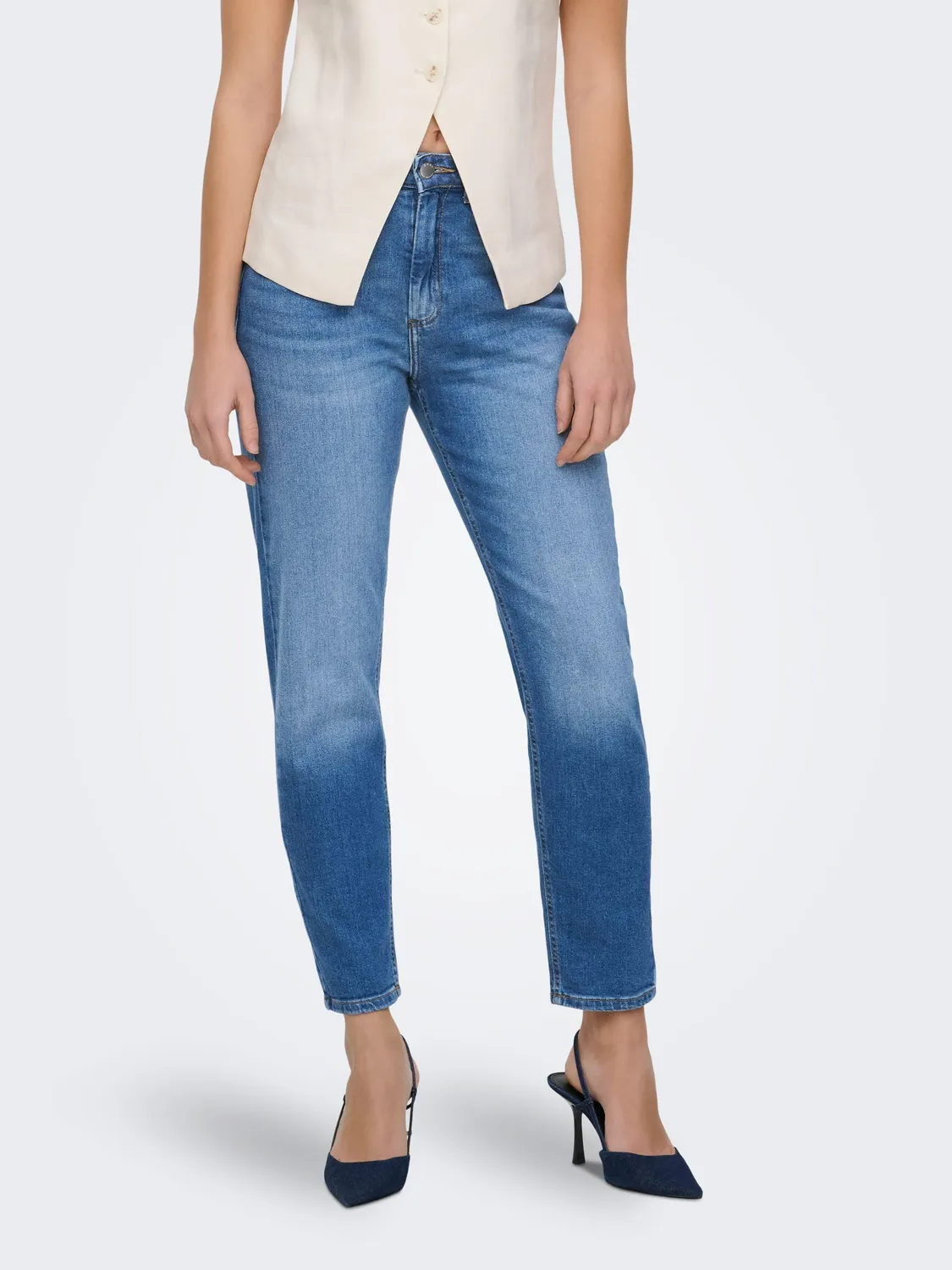 ONLY Onlveneda jeans mom vita alta M 32L chiaro