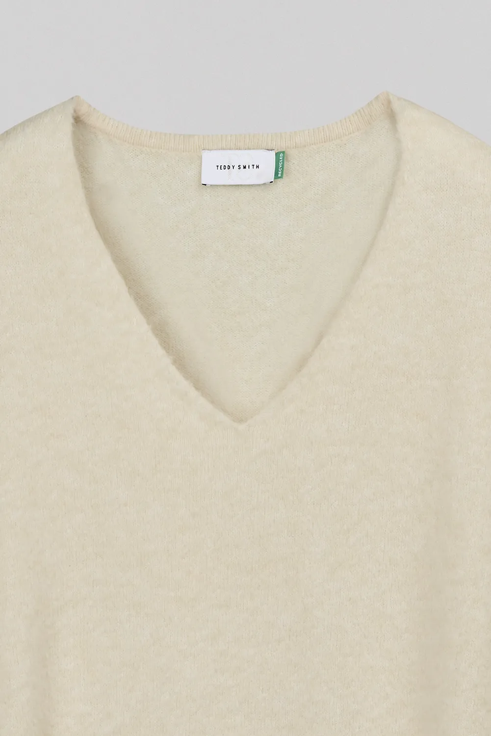 Teddy Smith P-Billie Beige Chiné Maglione Donna Scollo V Ampio