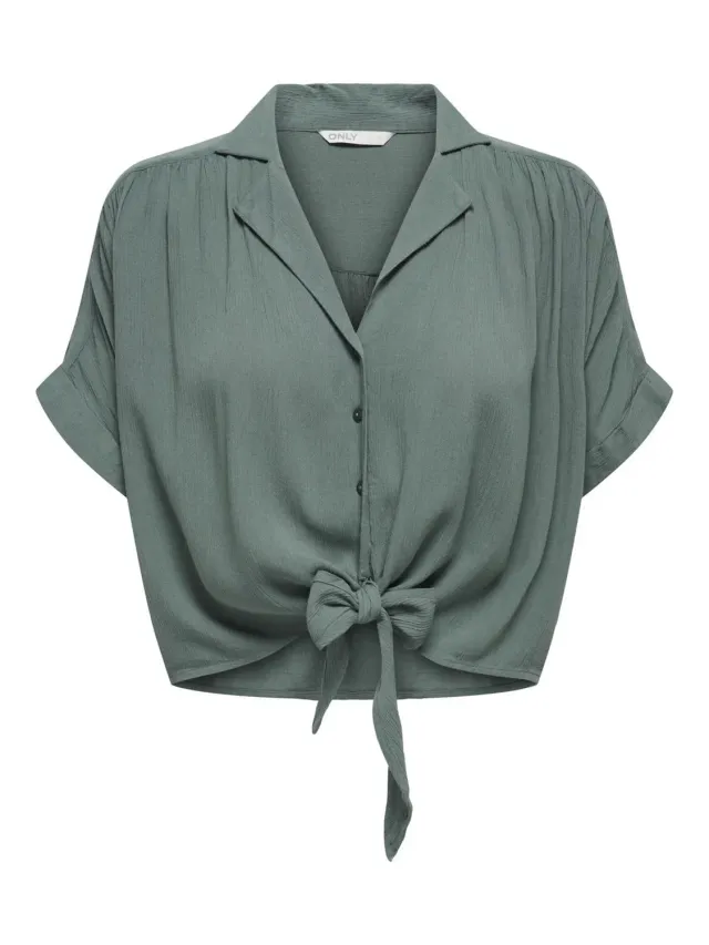ONLY Camicia Nodo Collo Donna Bianca Maniche Corte
