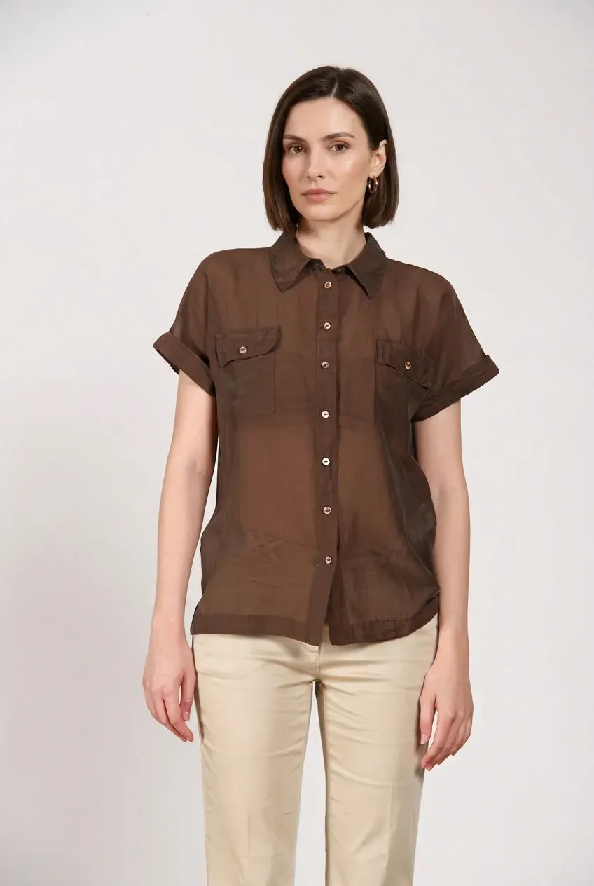 Mason's Natalie camicia marrone cotone seta