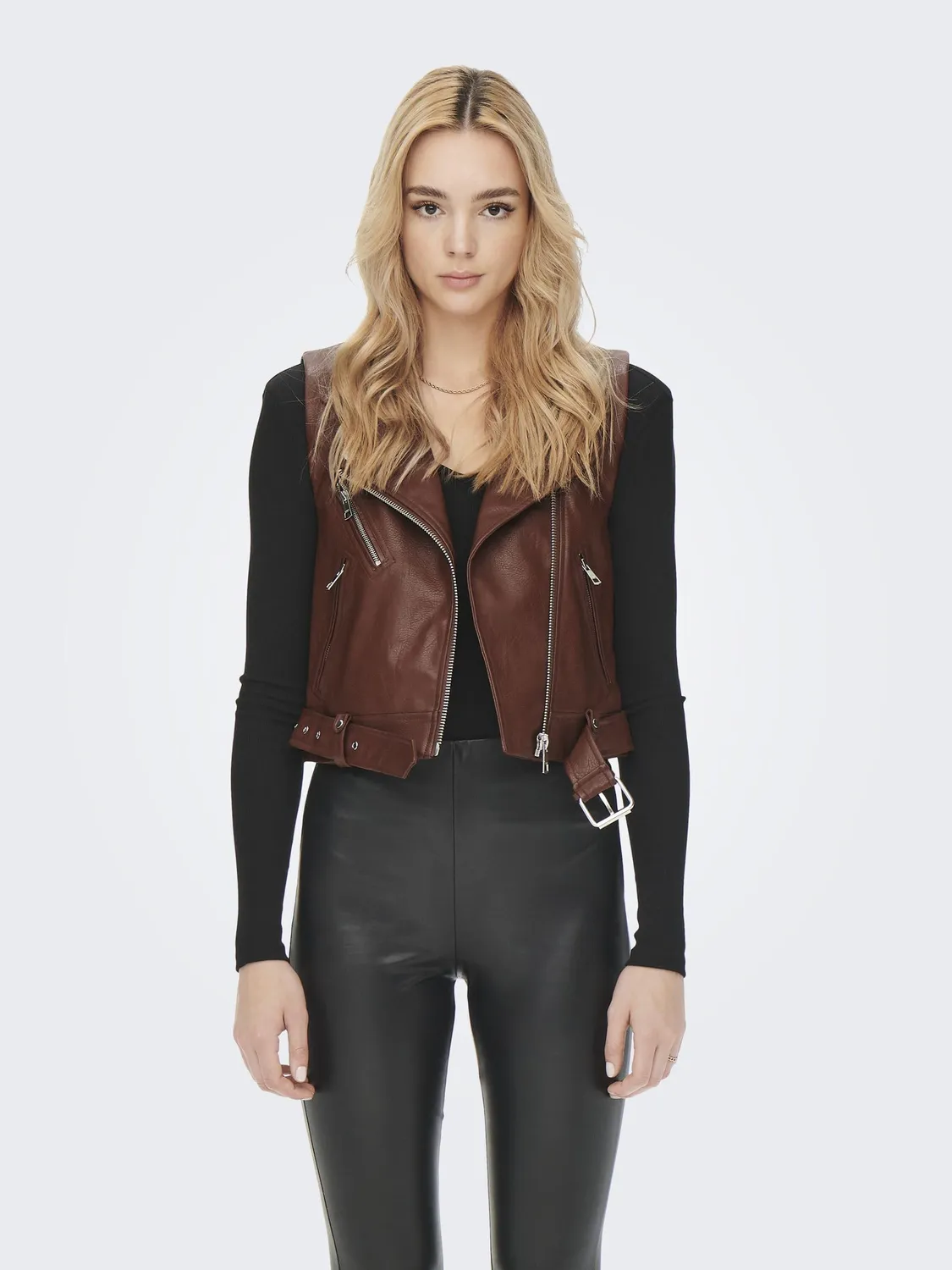 ONLY Onlvera Giacca Similpelle Donna Nera M