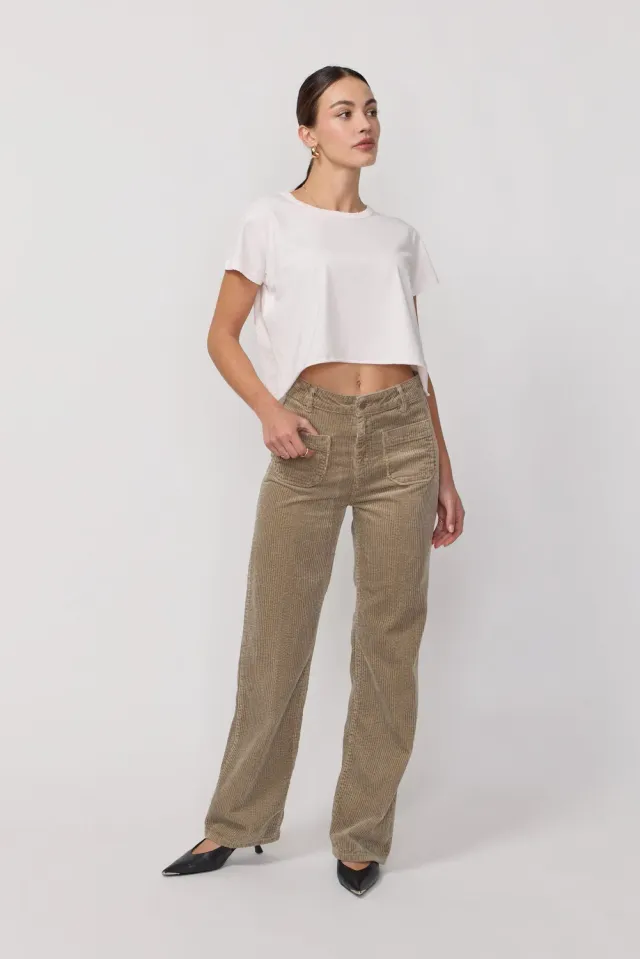 Acquaverde Melvil pantalone Argile flare velluto