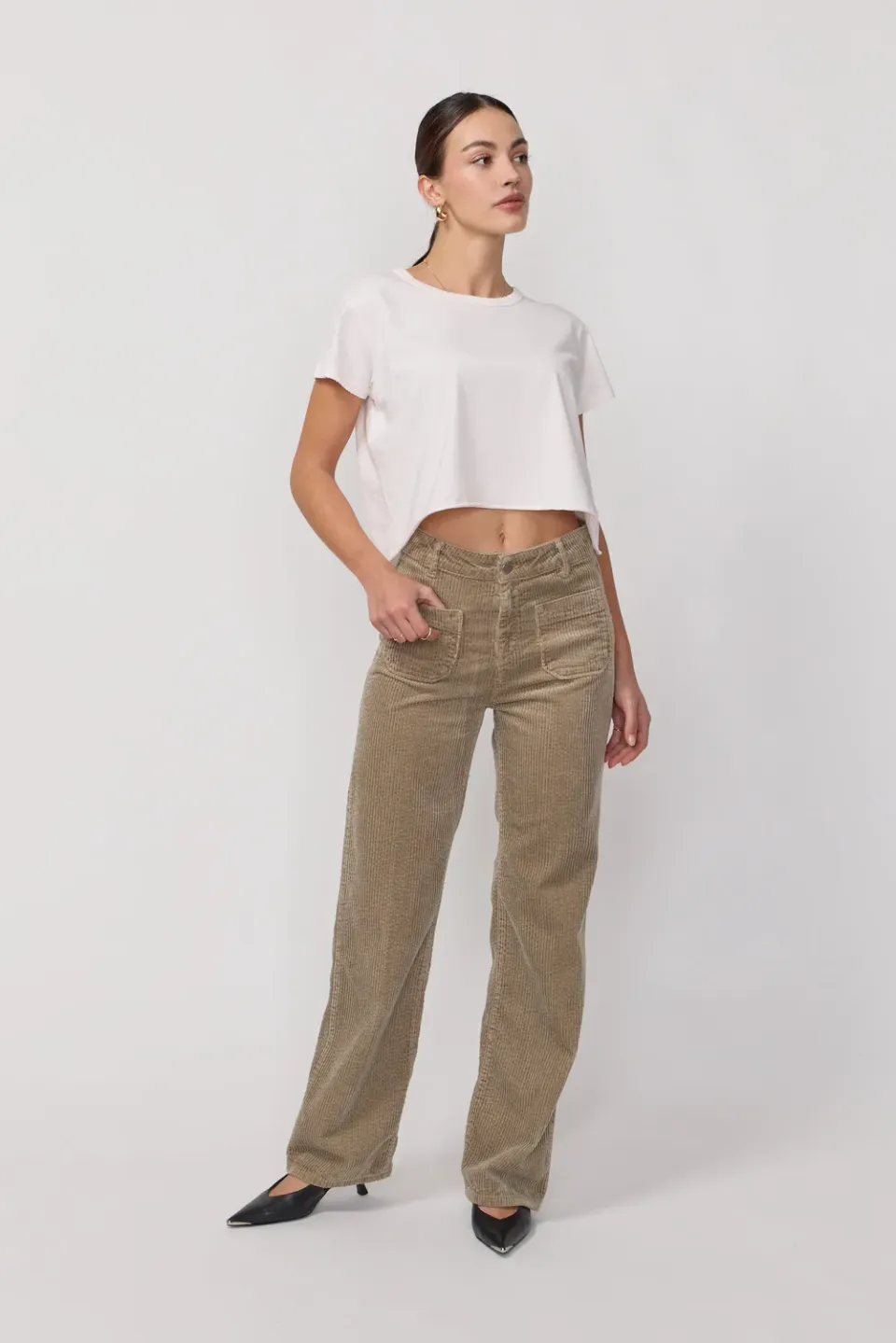 Acquaverde Melvil pantalone Argile flare velluto