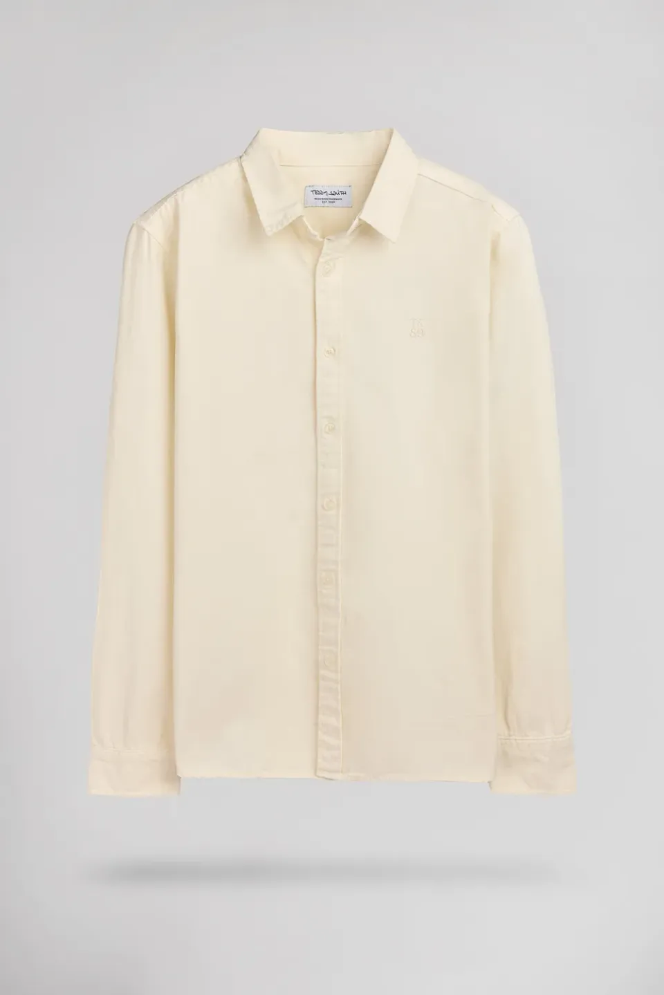 Teddy Smith C-Rick ML camicia crema oxford dritta cotone