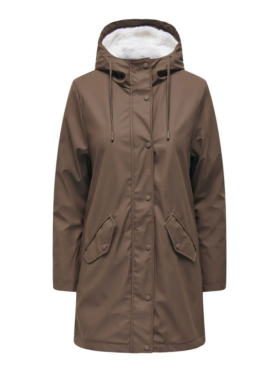 ONLY Raincoat Giacca Antipioggia con Teddy fodera