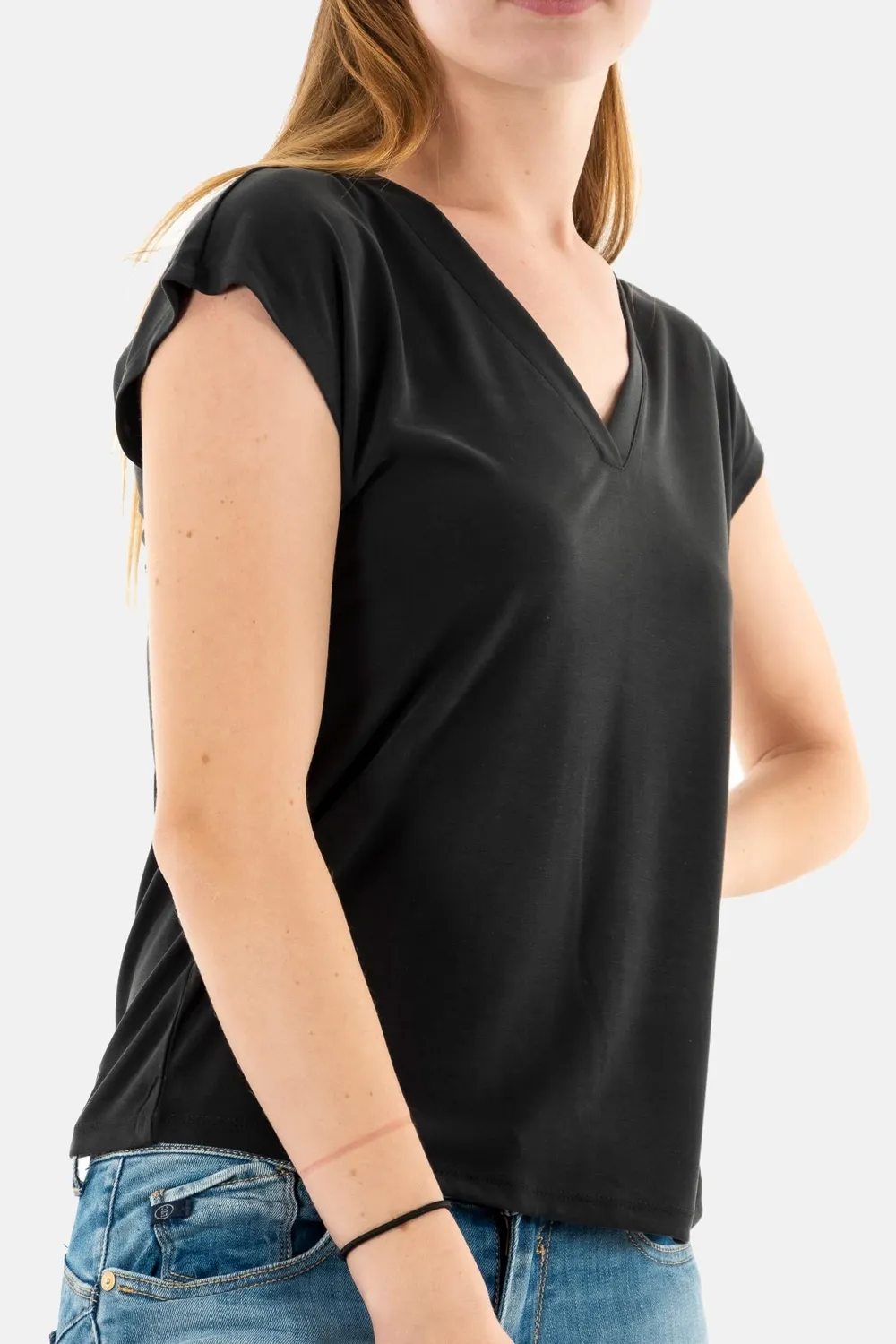 Only Onlfree top donna XL nero scollo V