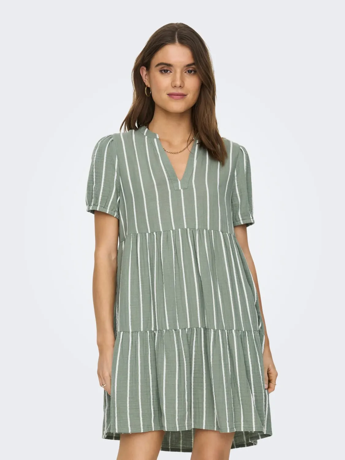 Only Onlnora Loose abito donna S scollo V fantasia oceano