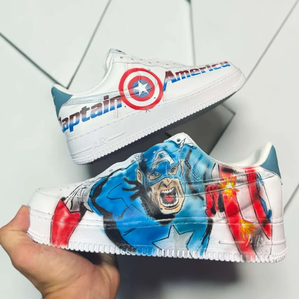 Nike Air Force 1 sneakers dipinte a mano Captain America