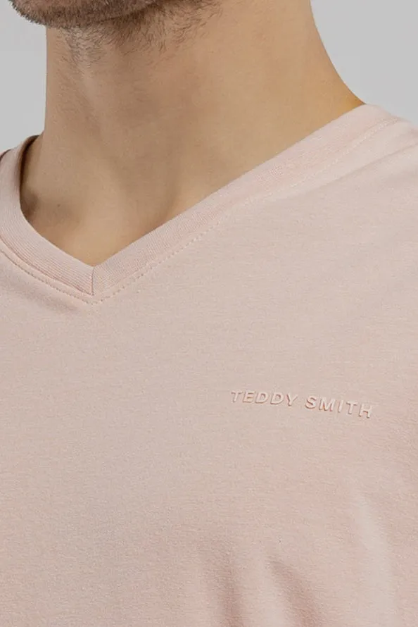 Teddy Smith Tawax 2 MC t-shirt scollo V rosa uomo