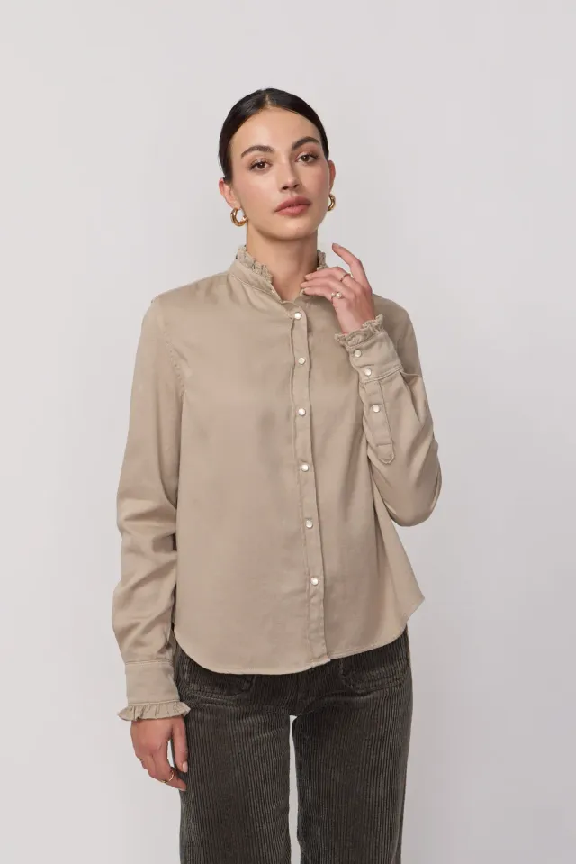 acquaverde Gaby camicia Argile collo volant